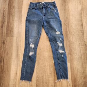 PacSun High Rise Jeggings Womens Size 25 Distressed Skinny Jeans Raw Hem Stretch